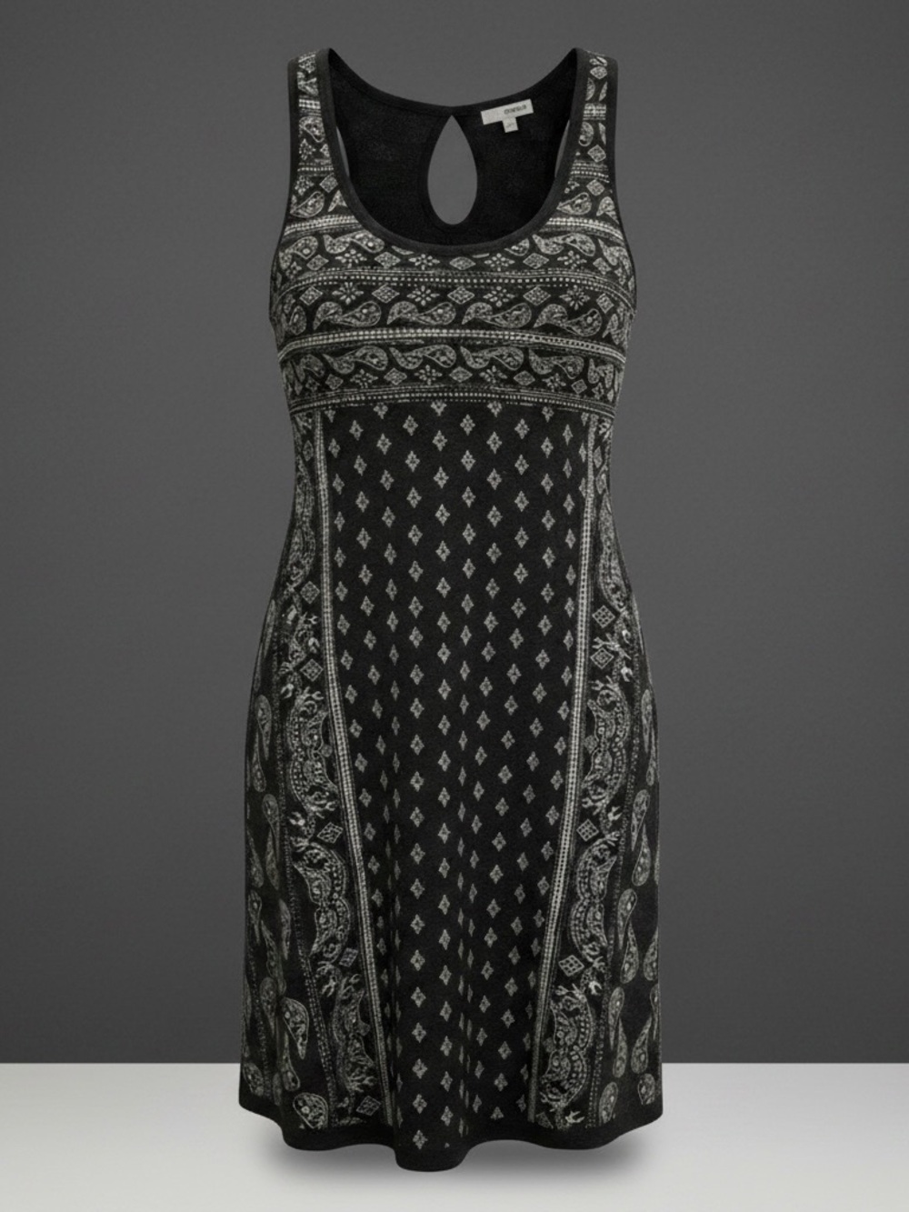 Sonoma Black Paisley-Print Tank Mini Dress
